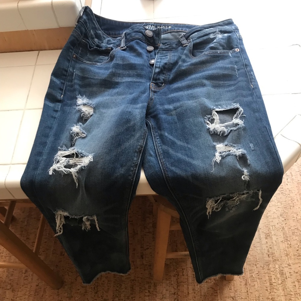 American Eagle Dark Wash Ripped Jeans